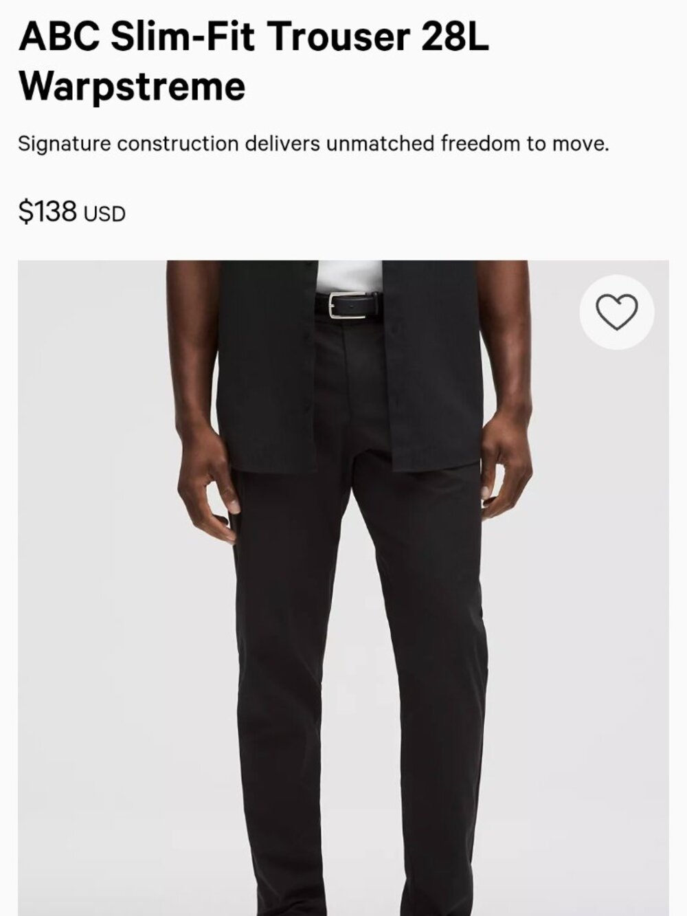 Lululemon ABC Slim Fit Trousers, Black